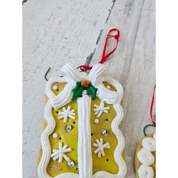 Vintage cookie candy cane heart present ornament lot clay set Xmas tree - Picture 2 of 13